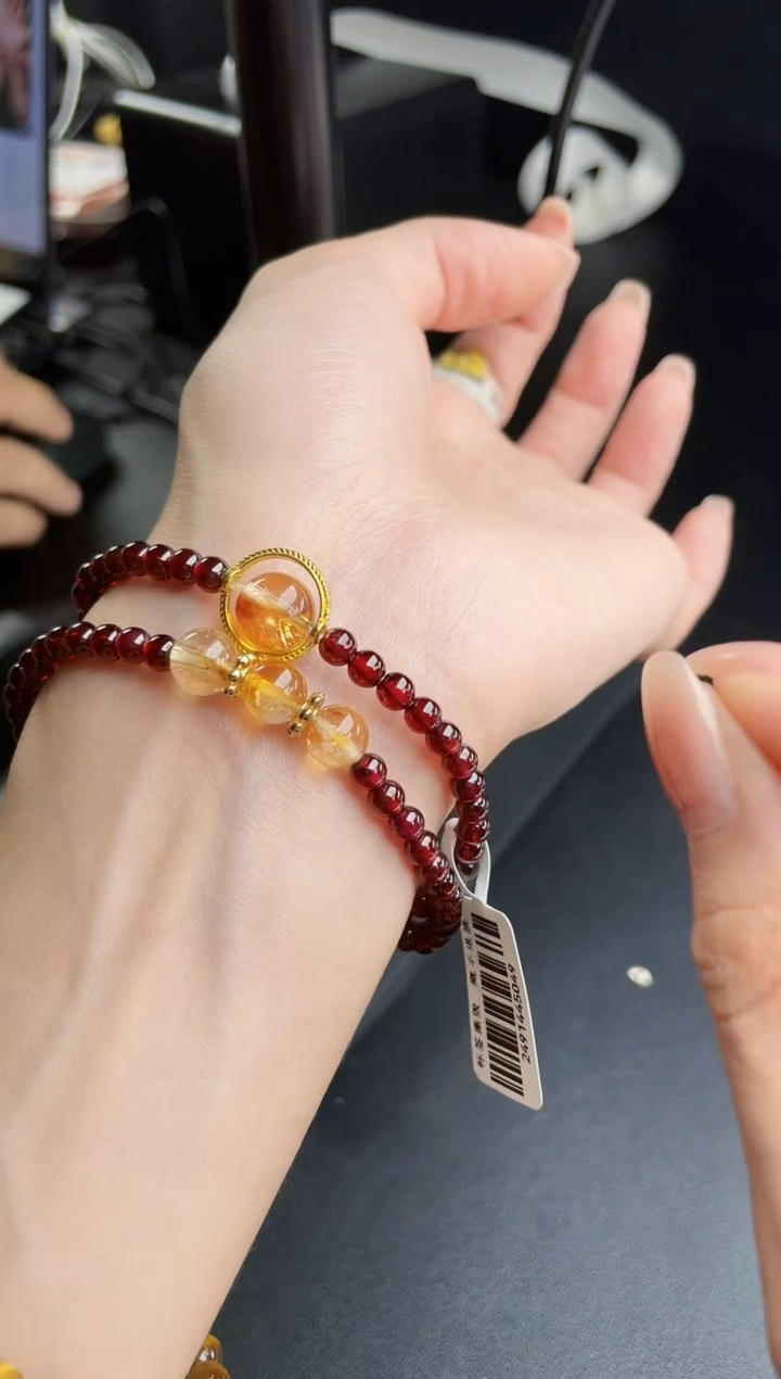 【闪购商品】水晶手链未镶嵌天然紫牙乌石榴石双圈