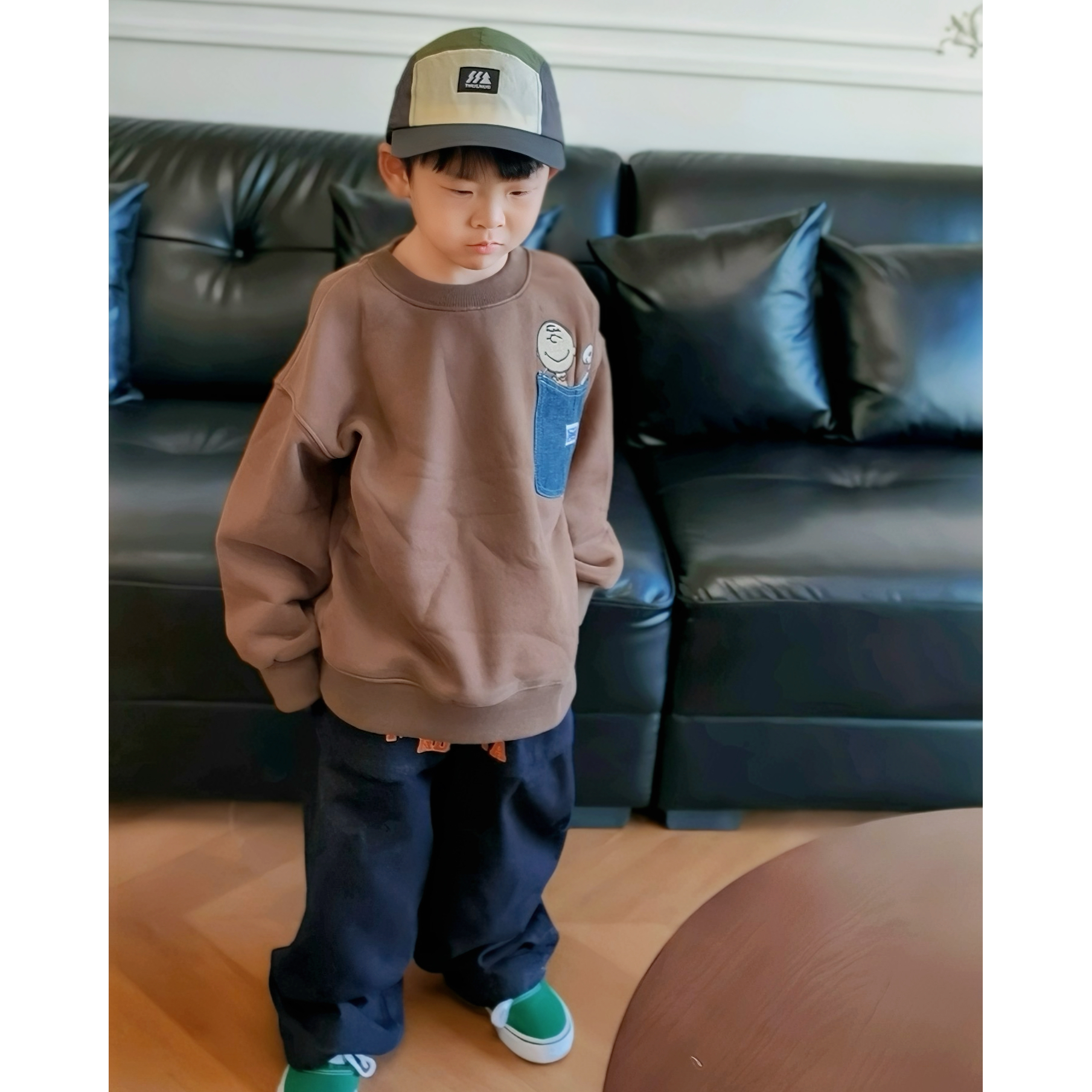 儿童一体绒卫衣年服2025冬款男童个性刺绣立体口袋加绒保暖上衣潮