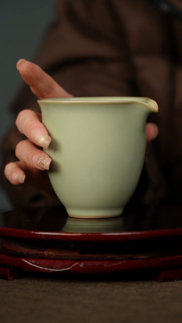 微微瑕 粉青 公道杯 
