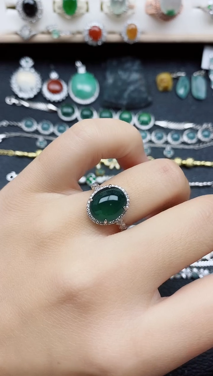 【闪购商品】翡翠戒指银S925镶嵌11111