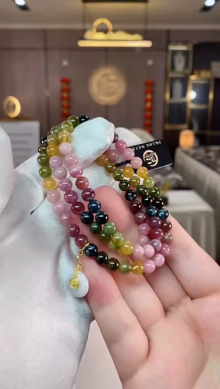 【闪购商品】碧玺三圈手串6mm+未镶嵌（多样性发一条）