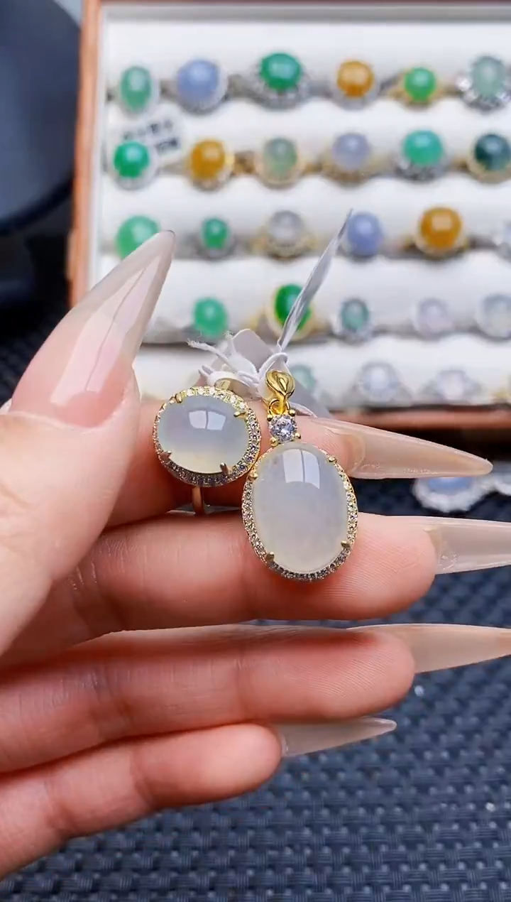 银S925镶嵌戒指翡翠4386