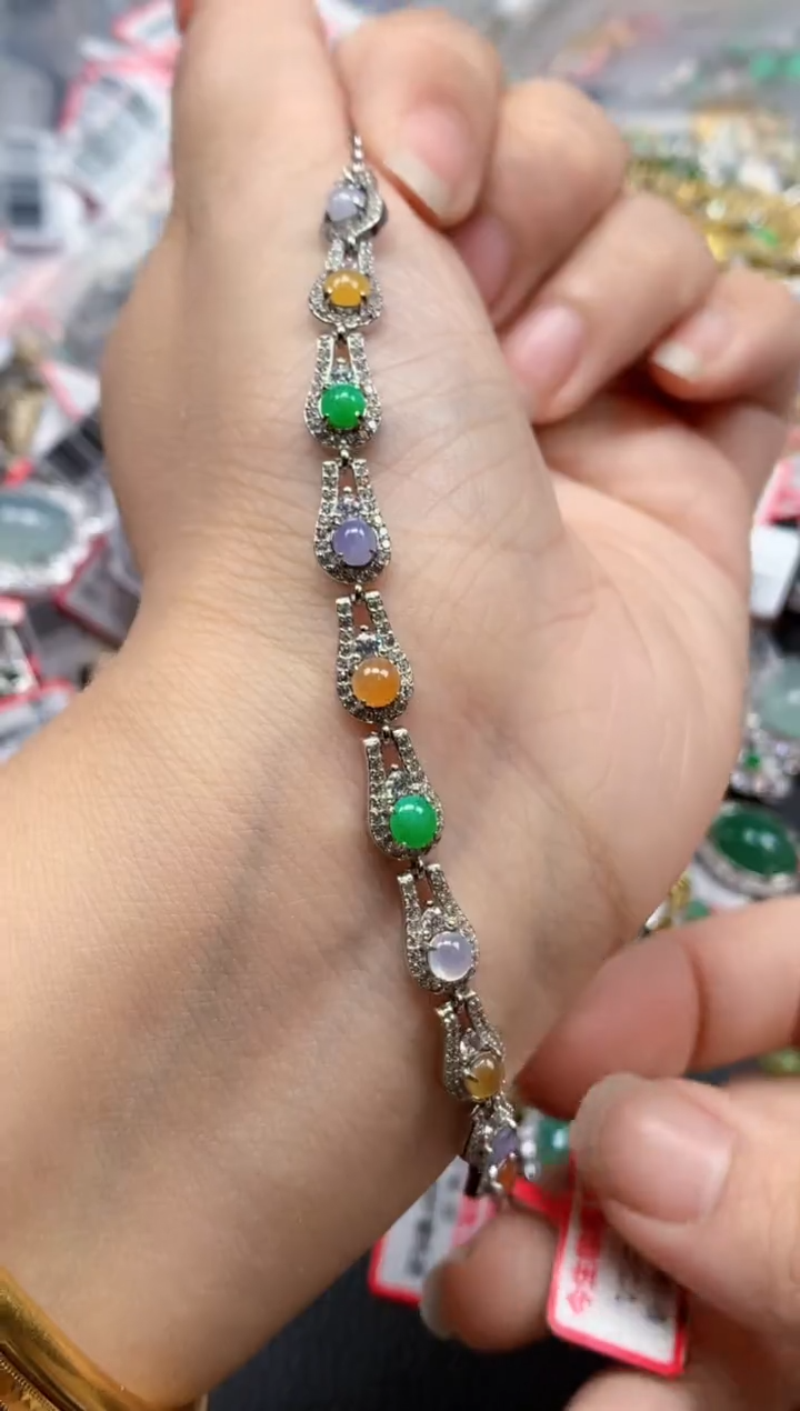 银S925镶嵌戒指翡翠天然A货缅甸翡翠