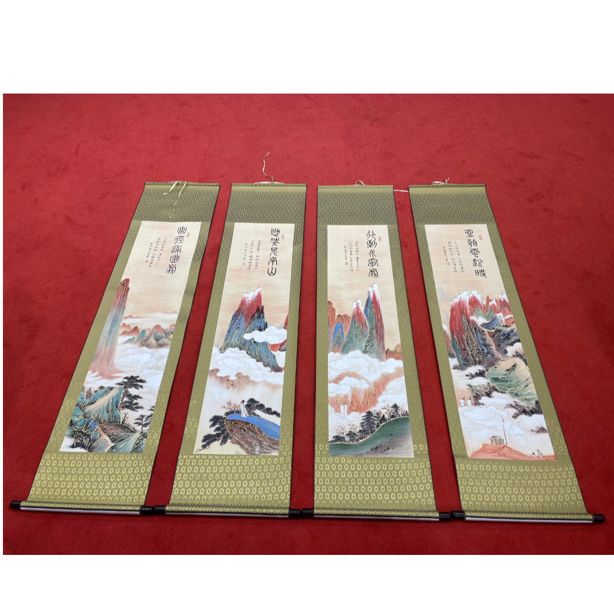 【大鹏珍藏】RY56160  山 水 四 条 屏 刘老师亲笔 装饰画