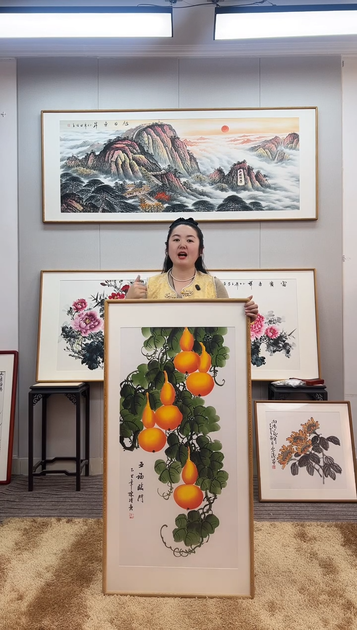 国画手绘葫芦122*62尺寸