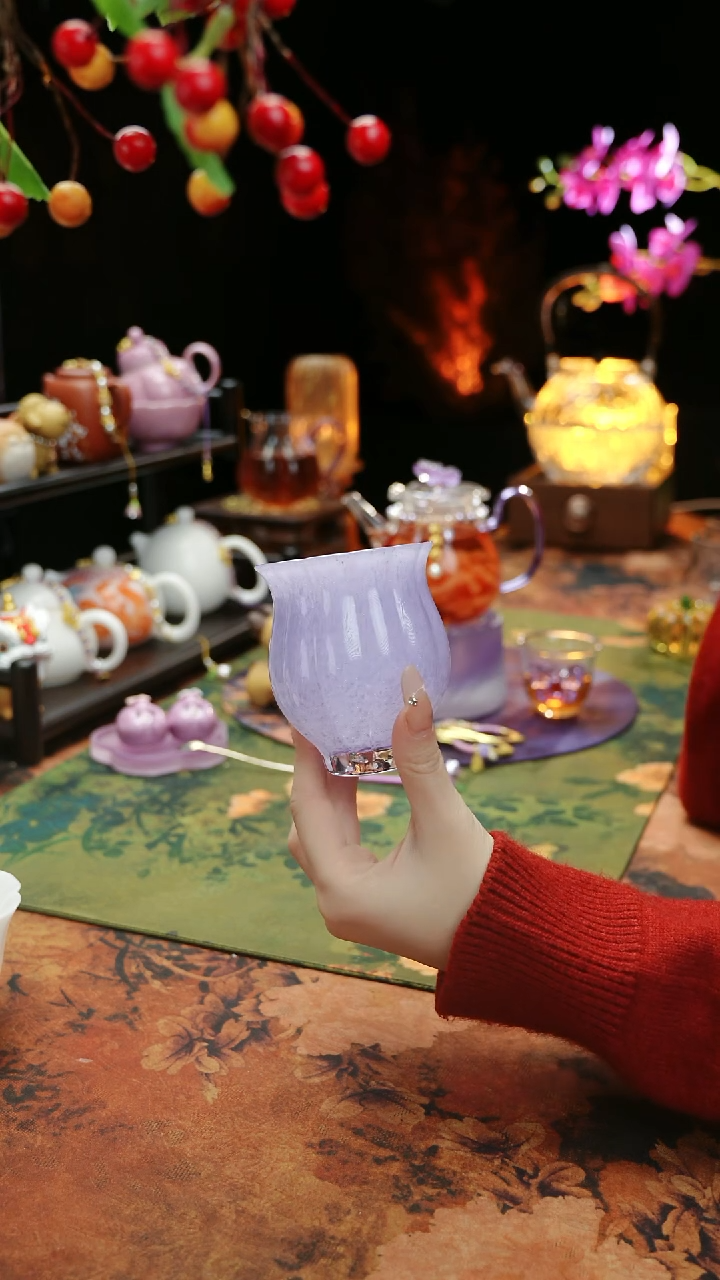 【闪购商品】紫色水晶琉璃水仙杯110ccc