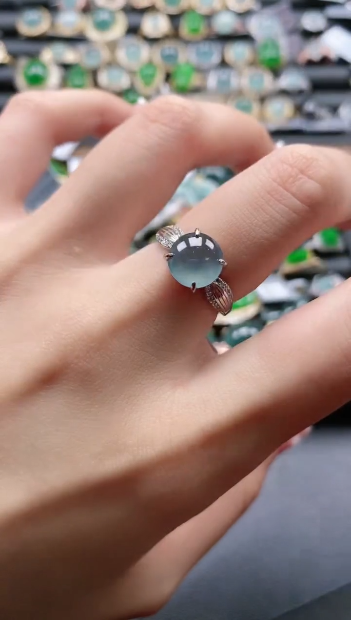 【闪购商品】翡翠戒指银S925镶嵌5151-15