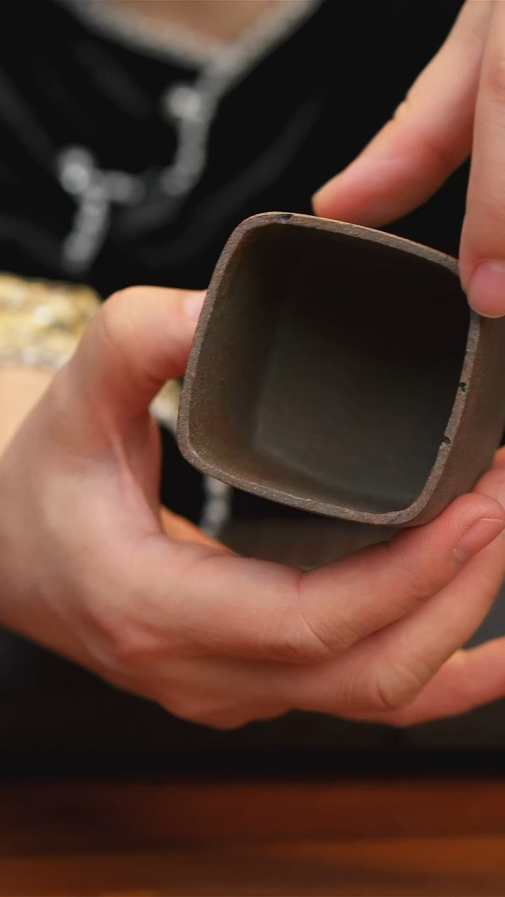 【闪购商品】紫砂茶壶天青泥四方柴烧杯