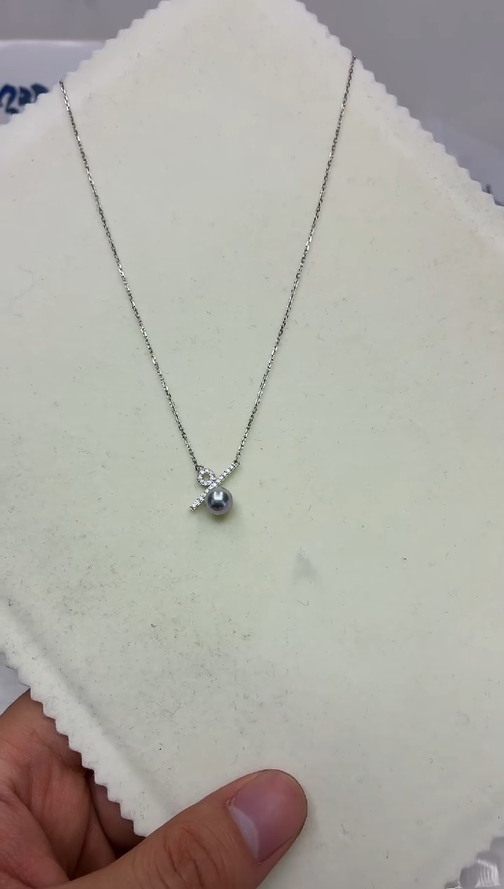 银S925镶嵌DA海水珍珠吊坠7-8 y1248
