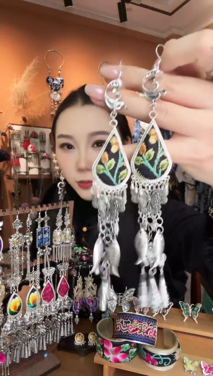 刺绣纯手工民族风耳环