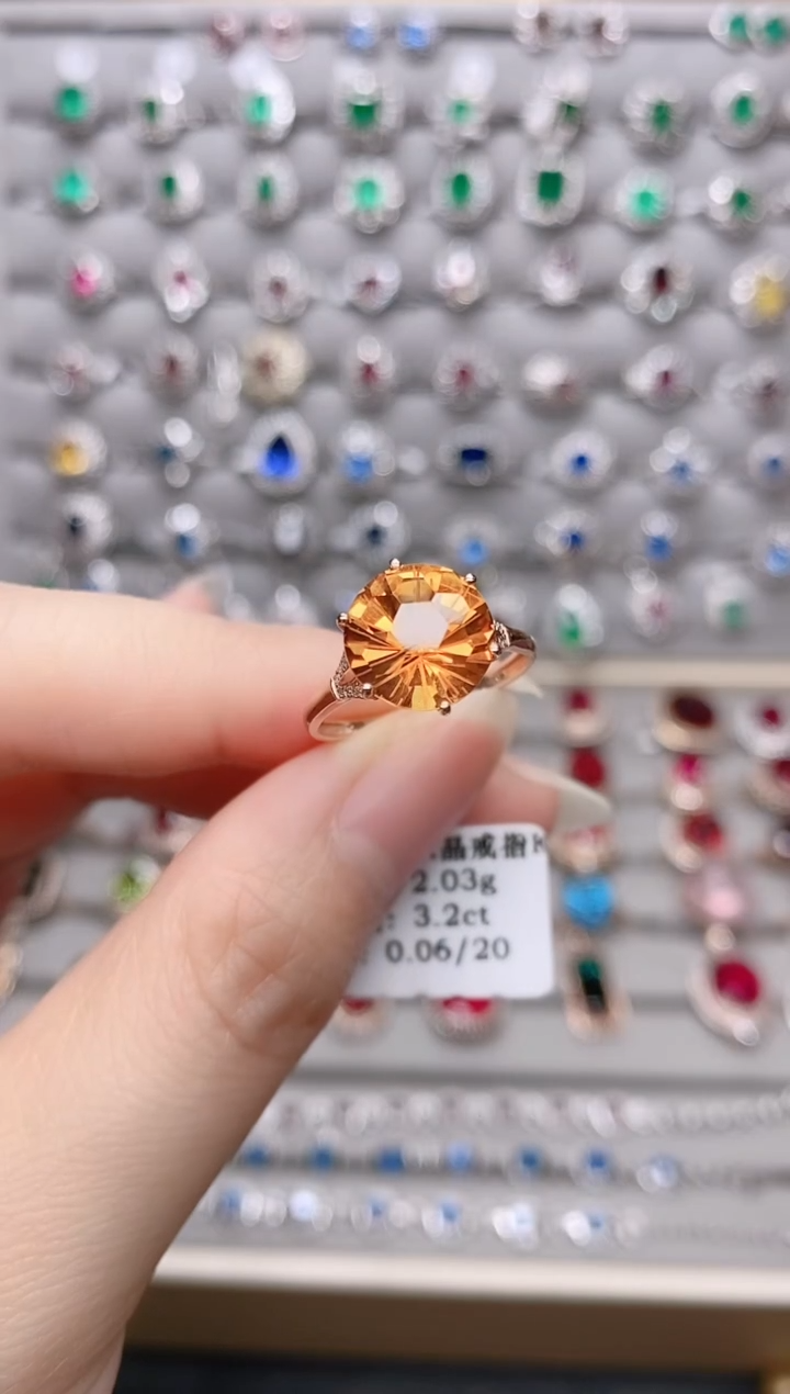 【闪购商品】黄晶18K金戒指18K金镶嵌1
