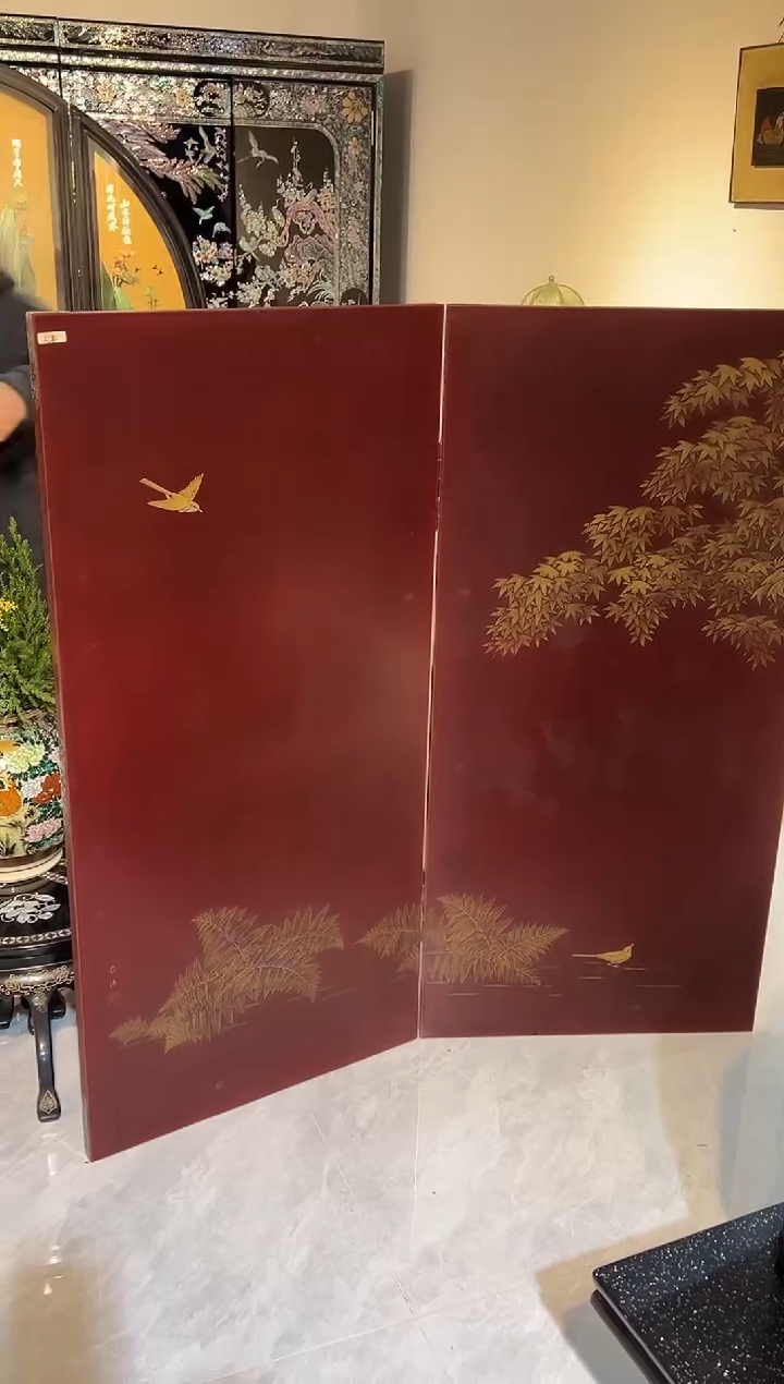沈金雕刻 两折屏