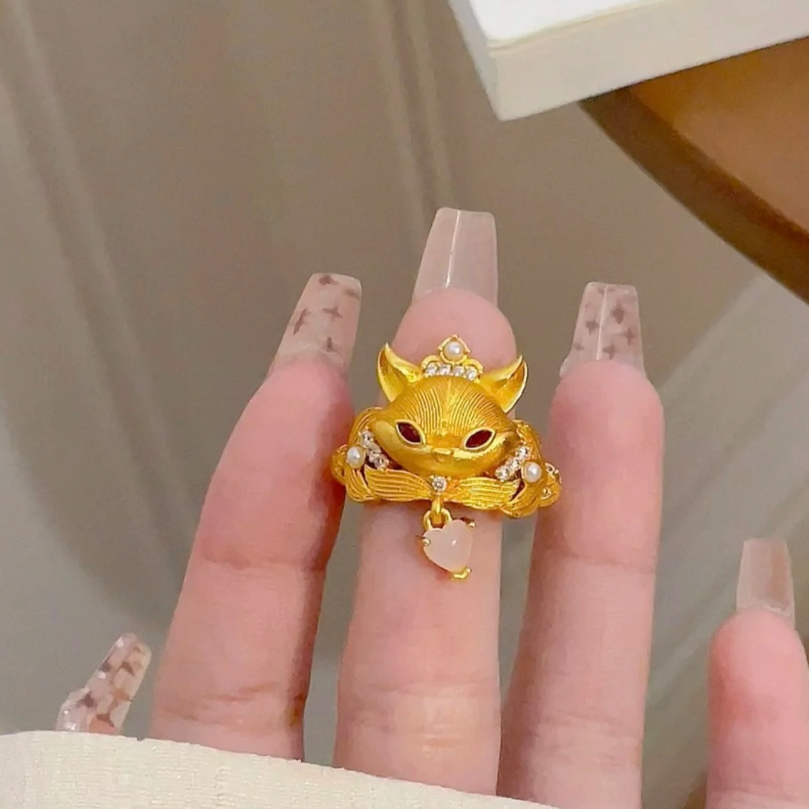 合金戒指 【灵狐戒指】可爱小众气质风超仙精致可调节轻奢