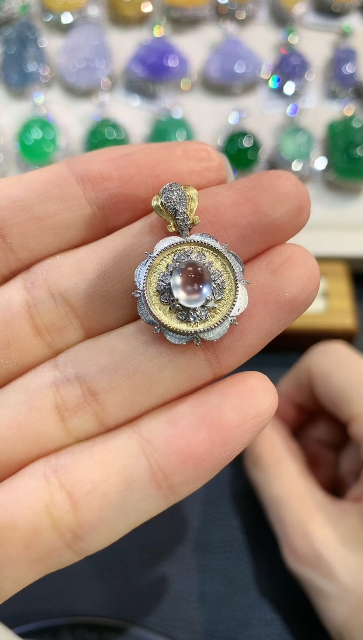 【闪购商品】翡翠吊坠(不含链)18K金镶嵌e9