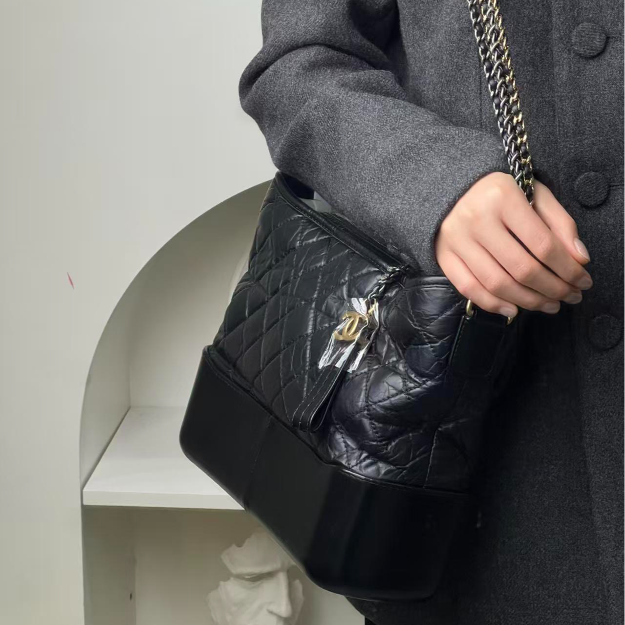 95新 Chanel/香奈儿 流浪中号黑色单肩包/甄选