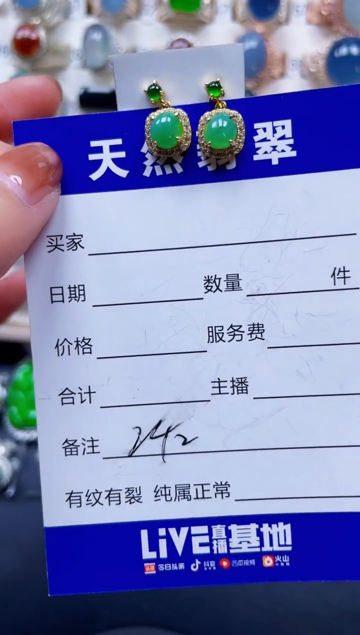 银S925镶嵌翡翠耳饰242