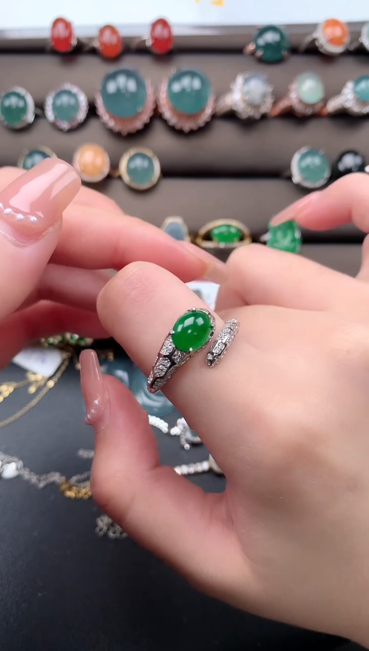 【闪购商品】翡翠戒指银S925镶嵌521241