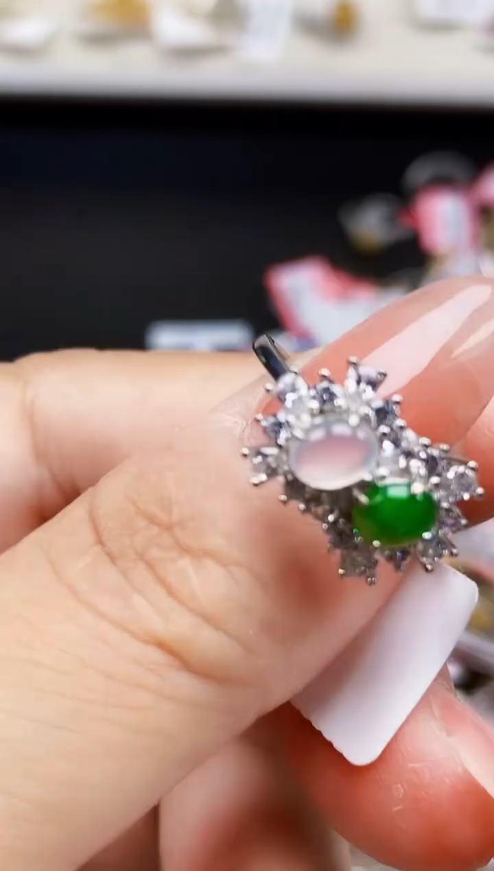 银S925镶嵌戒指翡翠0562