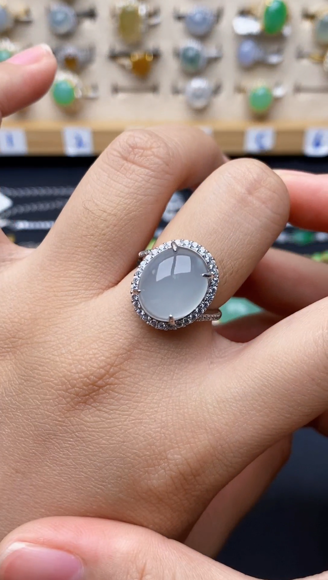 银S925镶嵌戒指翡翠9547