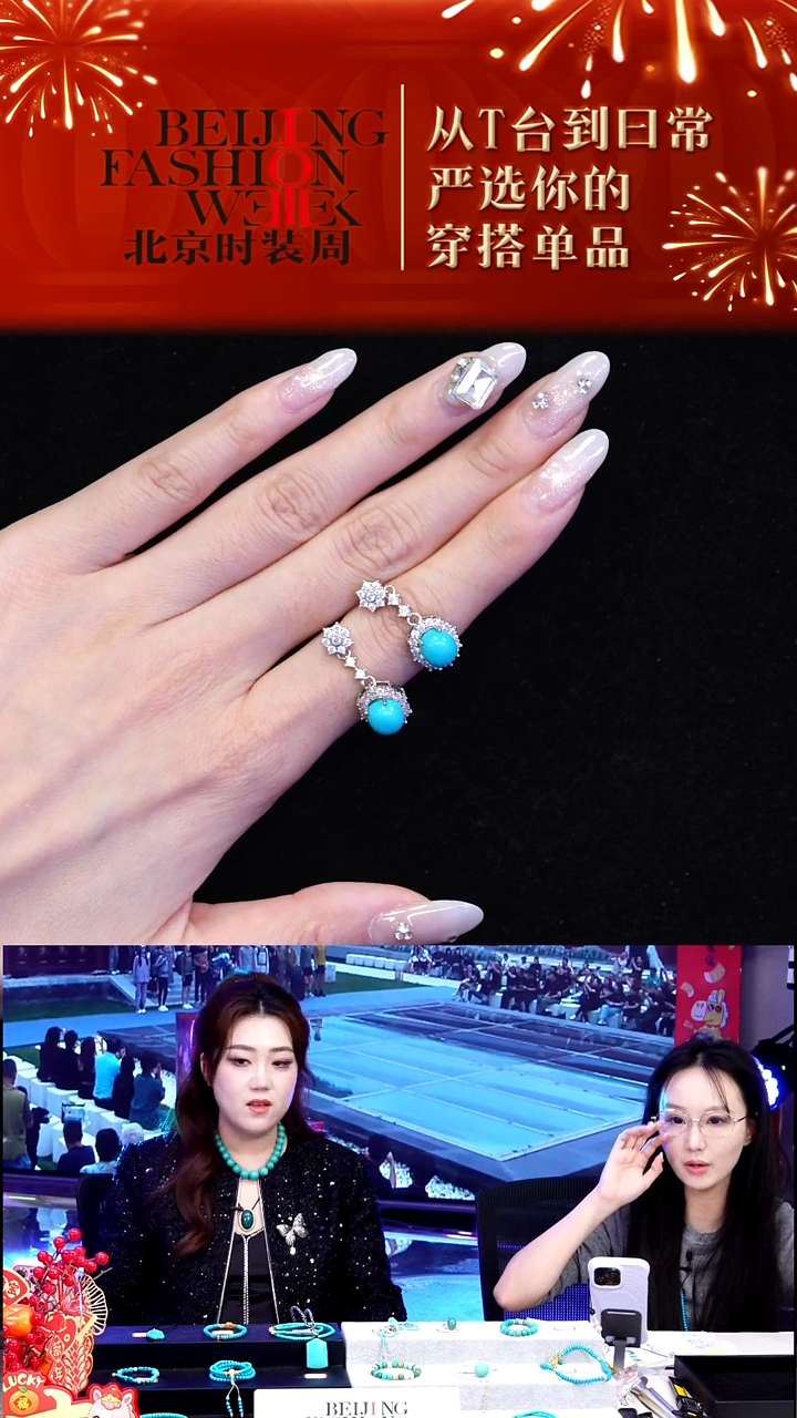 银S925镶嵌绿松石耳钉20260103FW164高瓷高蓝耳坠