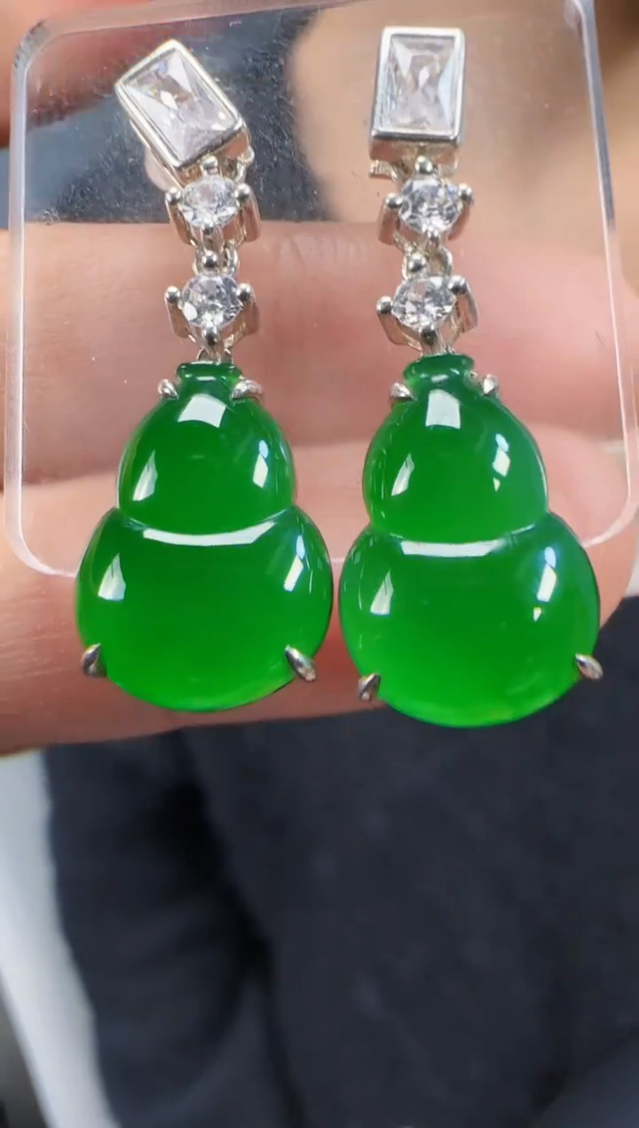 未镶嵌定制翡翠翡翠耳环104