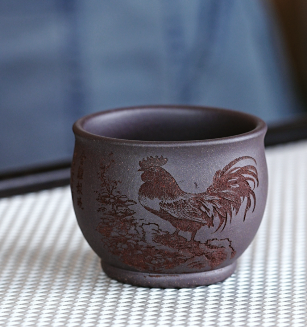原矿紫砂紫泥公鸡杯