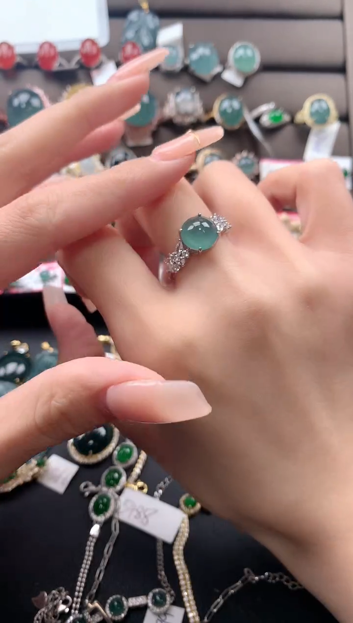 【闪购商品】翡翠戒指银S925镶嵌53453453