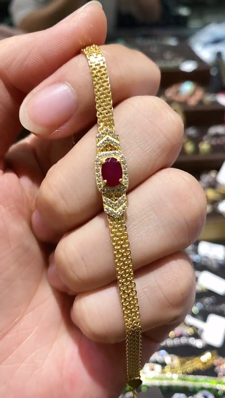 【闪购商品】红宝石手链银S925镶嵌手链