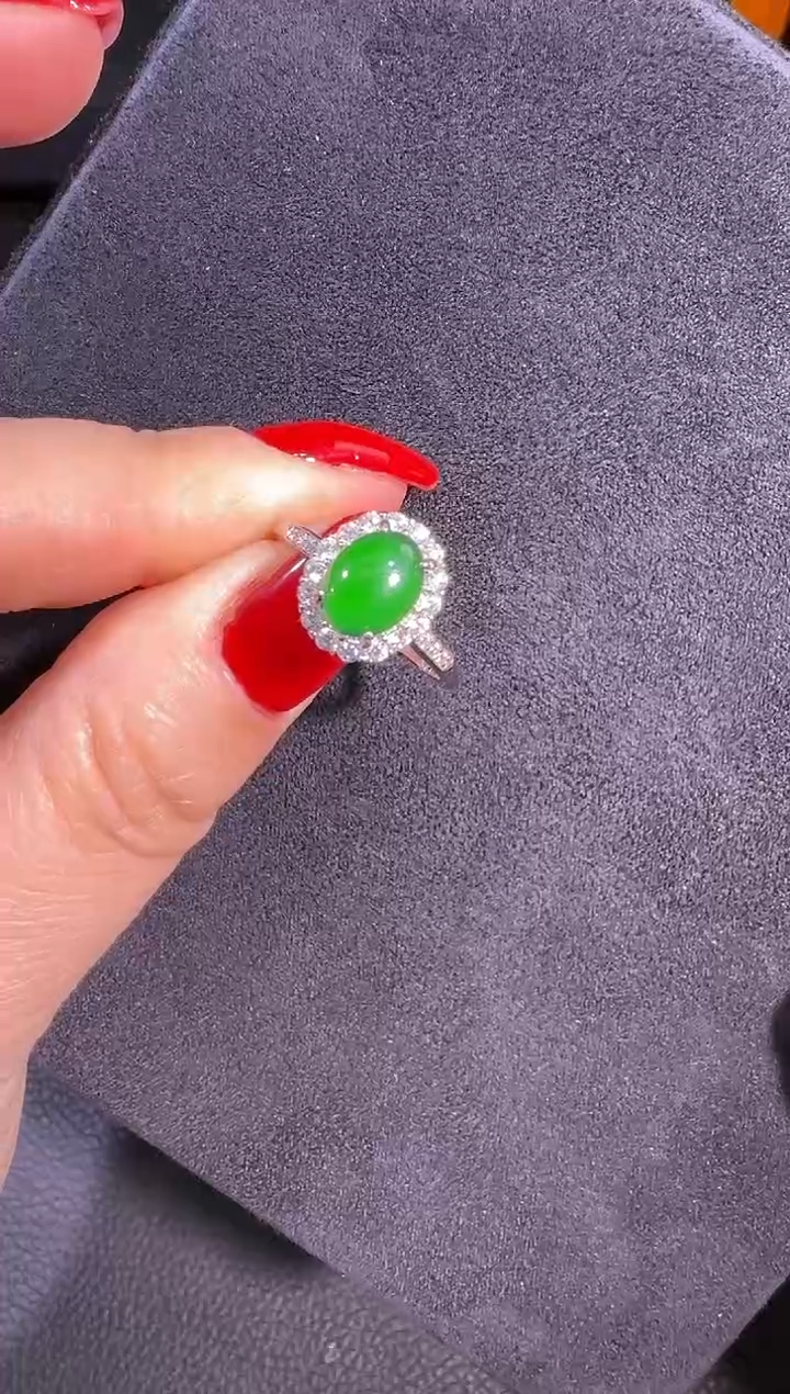 银S925镶嵌戒指翡翠蛋面