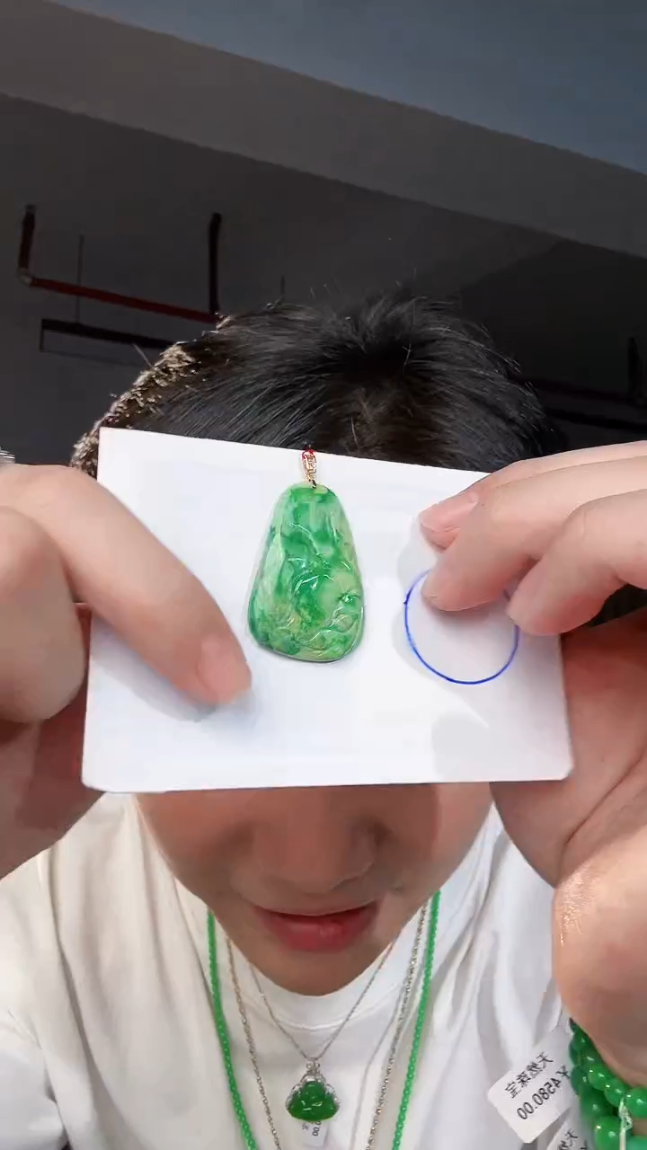 【闪购商品】翡翠颈饰18K金镶嵌缅料A货翡翠/支持复检/一件