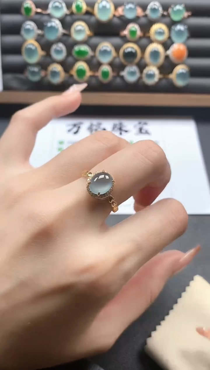 银S925镶嵌戒指翡翠5115-**20