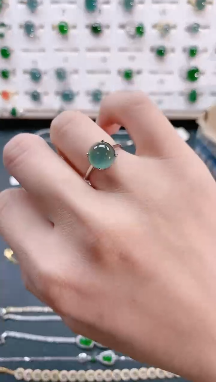 【闪购商品】翡翠戒指银S925镶嵌天然翡翠