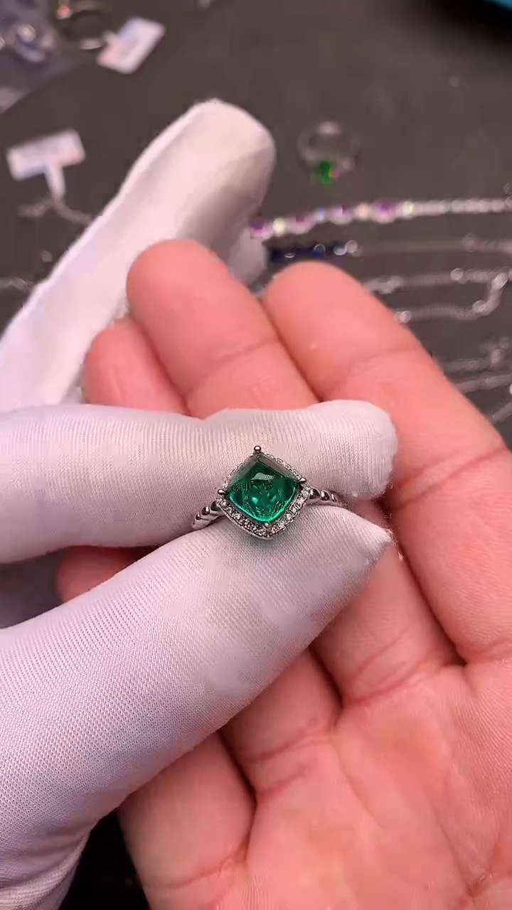 【闪购商品】祖母绿戒指银S925镶嵌..........