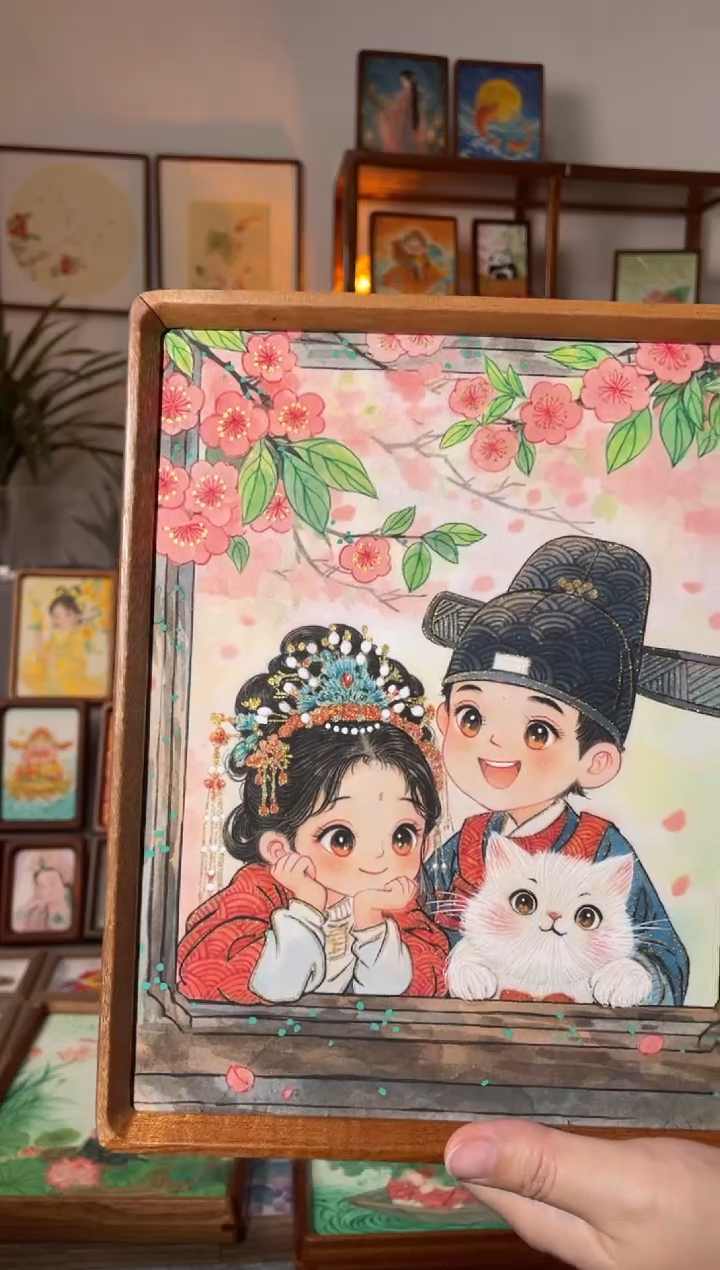 【闪购商品】国画小登科手绘国画摆台挂画