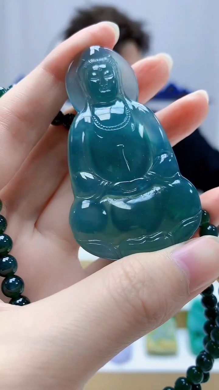 未镶嵌定制翡翠4688zm-毛货赠珠链观音95