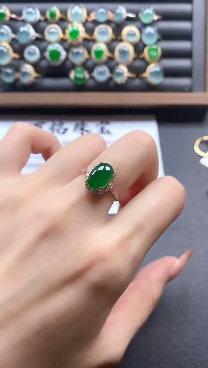 银S925镶嵌戒指翡翠51511