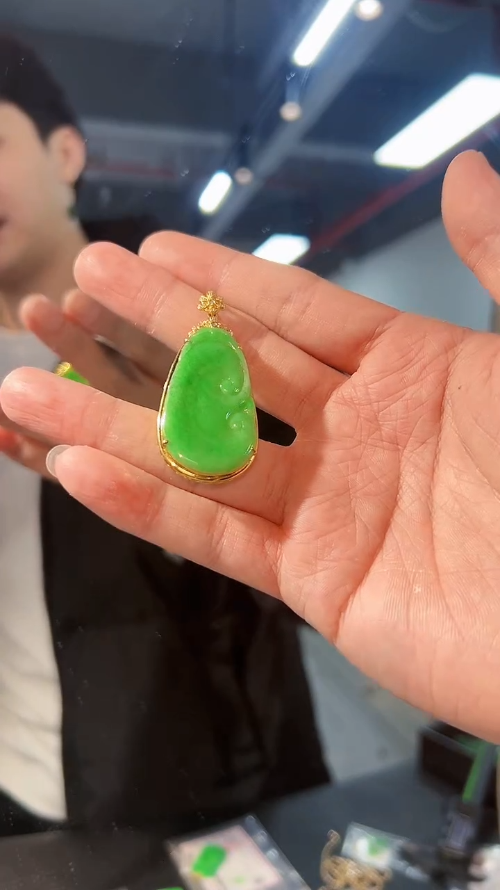 【闪购商品】翡翠颈饰18K金镶嵌缅料A货/支持复检/一件