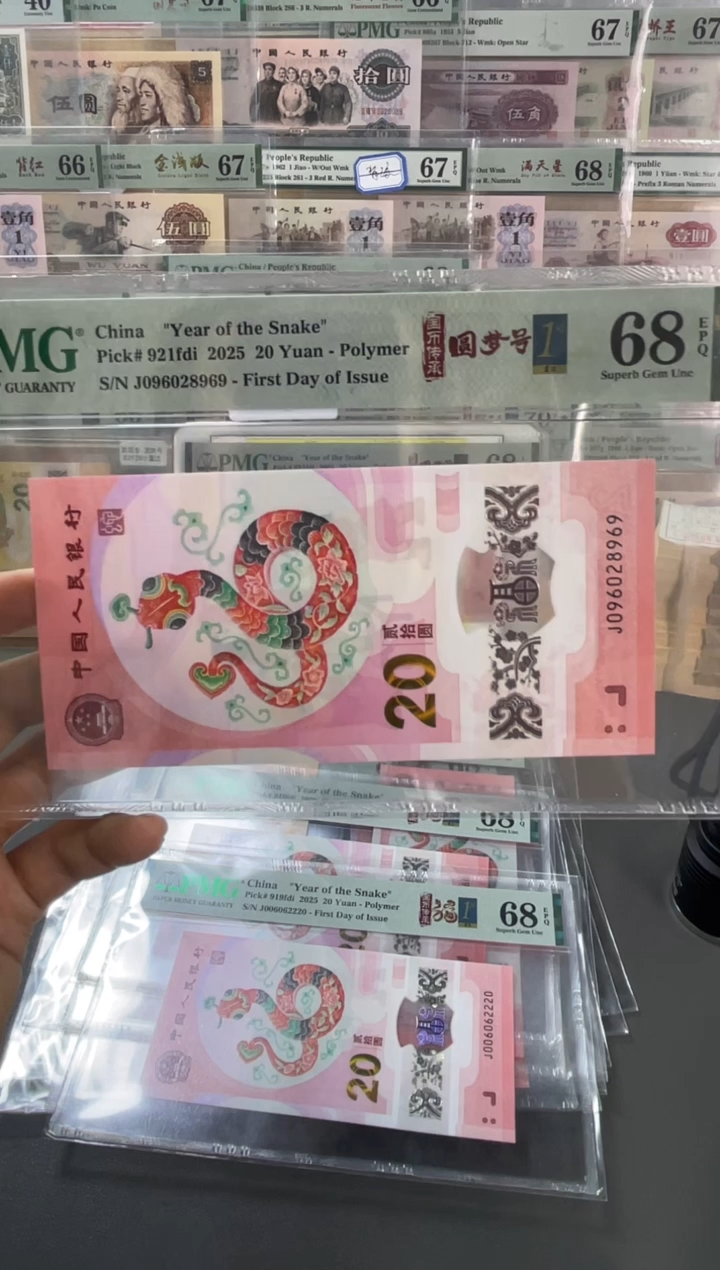 塑料蛇钞圆梦号首日PMG68分尾969