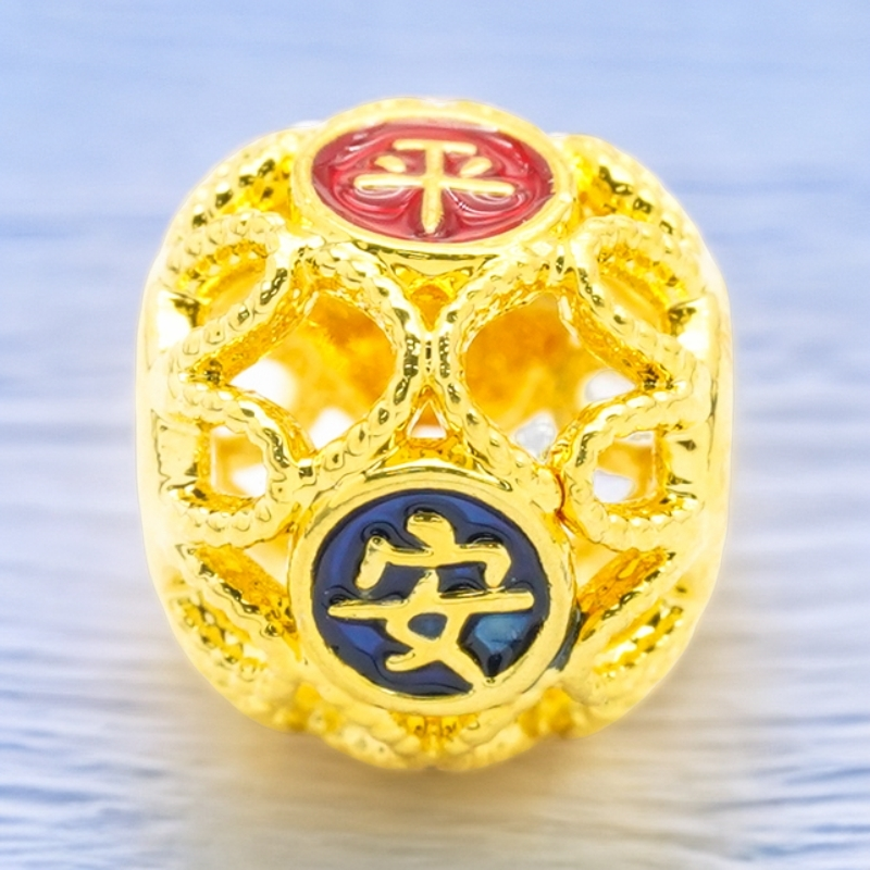 【通体18k金】珐琅平安喜乐花丝珠配件（赠送合金手绳）【QL07276】