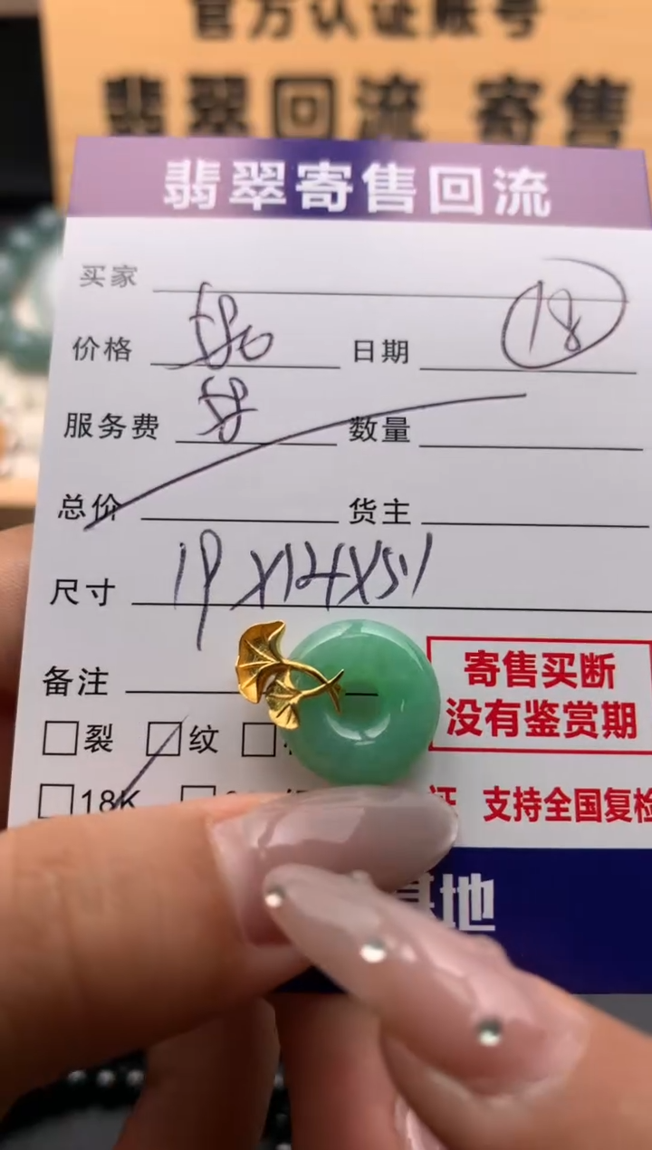 翡翠18K金镶嵌颈饰10129058