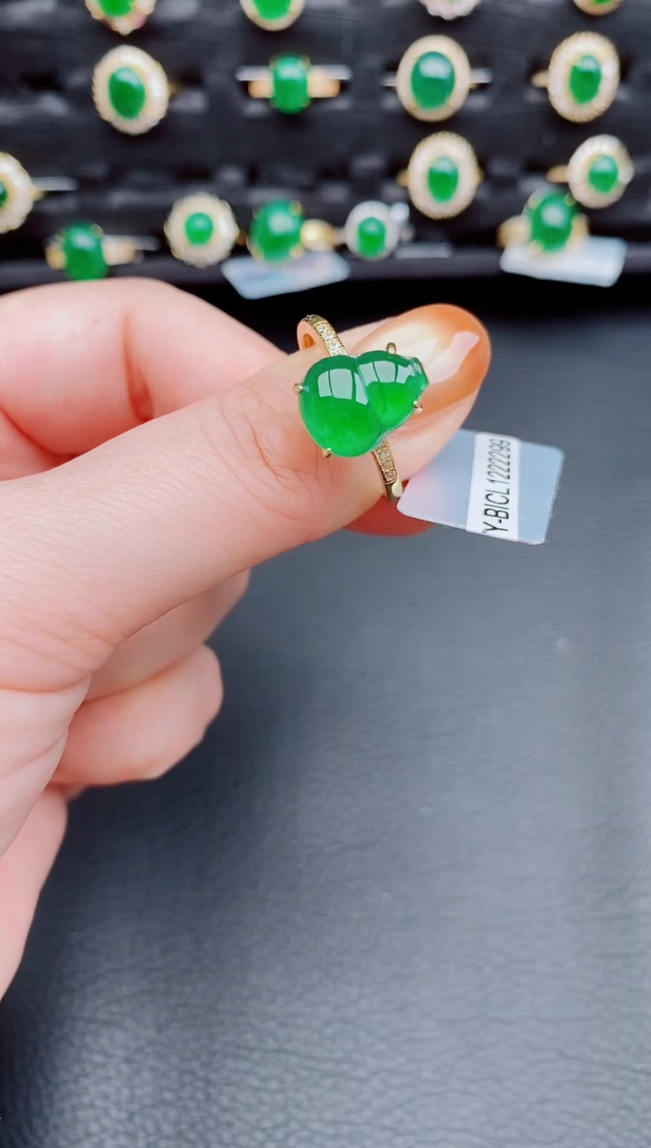 【闪购商品】翡翠戒指银S925镶嵌天然a货翡翠172