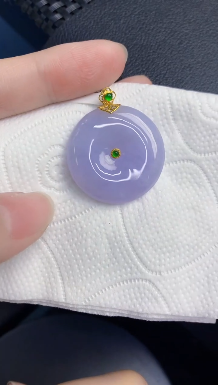 颈饰18K金镶嵌翡翠天然翡翠缅甸A货