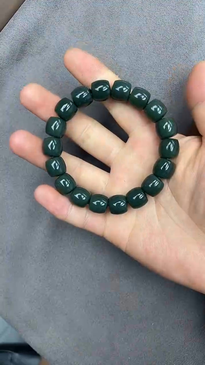 手串未镶嵌和田玉纯天然新疆且末蓝12直切