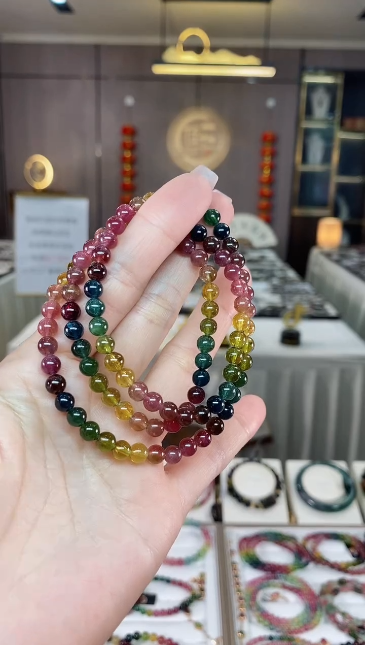 【闪购商品】碧玺三圈手串5mm+未镶嵌（多样性发一条）hon