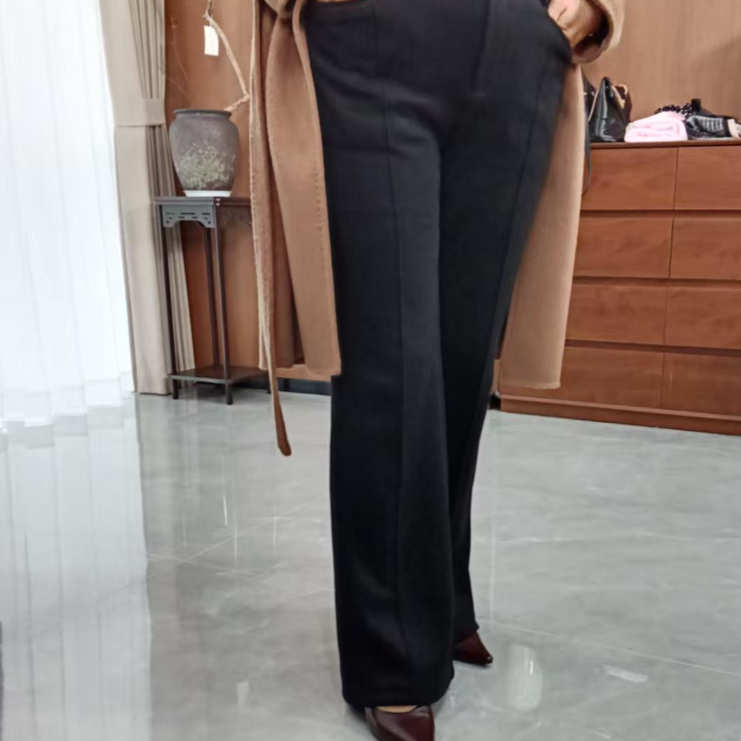 娅芸YAAYUN  女士显瘦绒感加厚休闲微喇裤