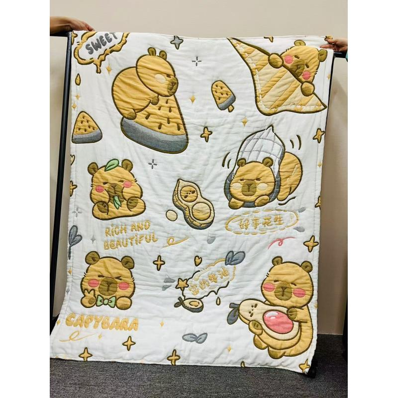 【卡皮巴拉】全棉纱布120*150cm亲肤可爱卡通柔软加厚泡芙被