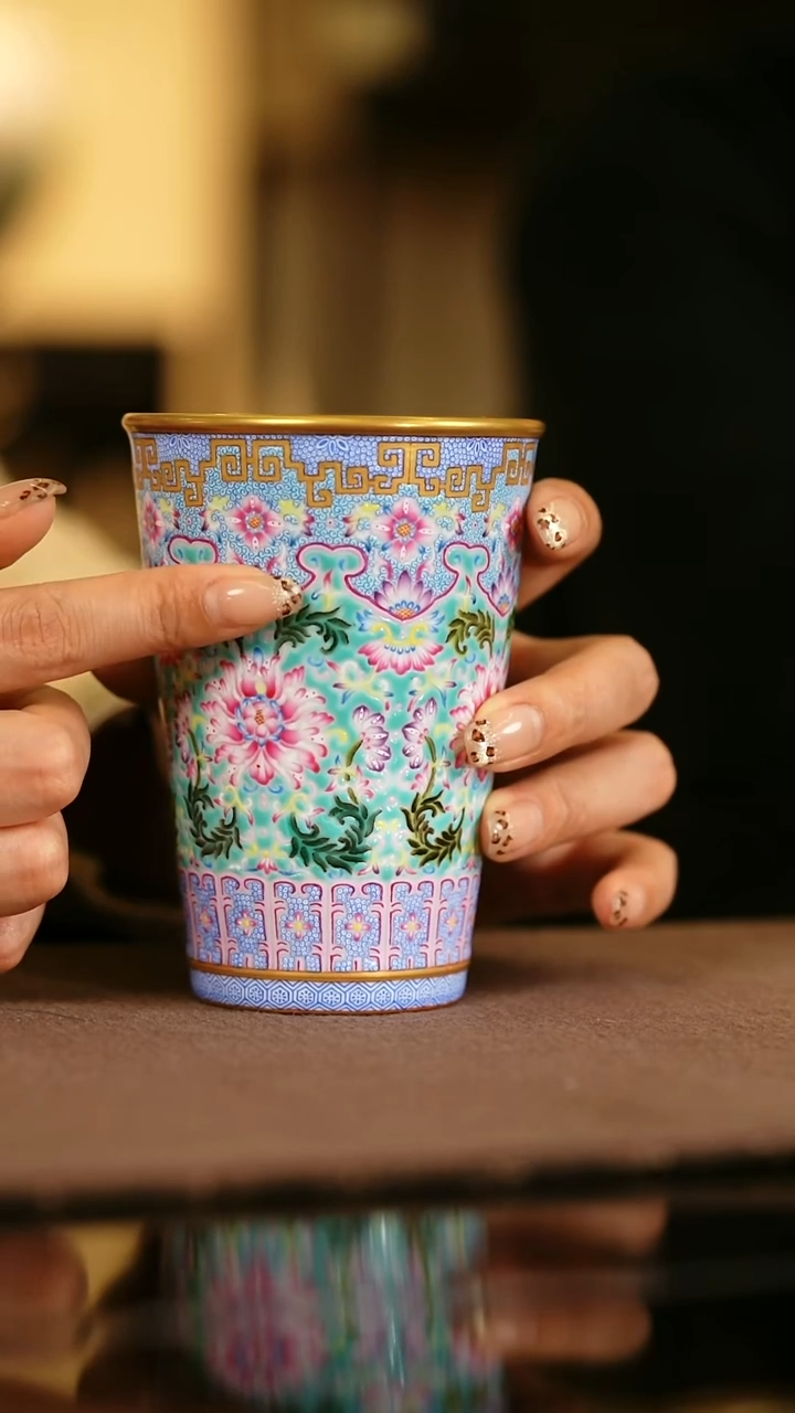 瓷瓷姑娘溢珍堂金银彩可乐杯