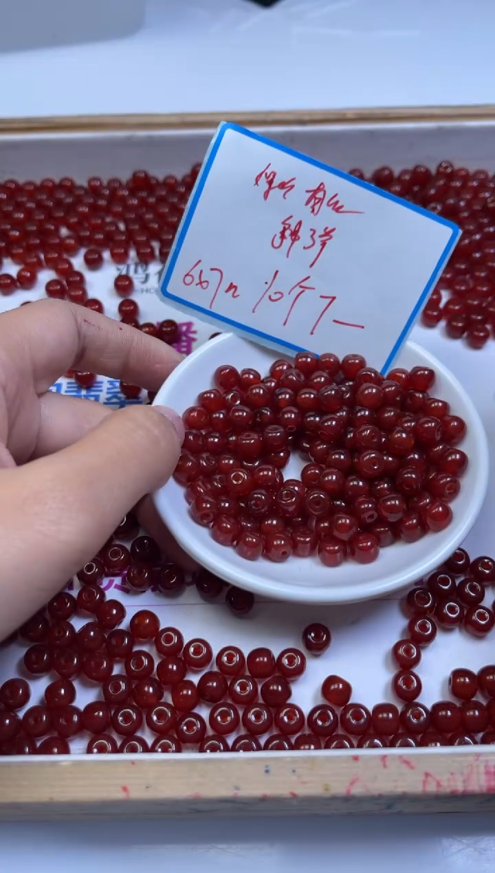 未镶嵌散珠南红玛瑙E986 保 山 南红苹果珠6*7mm10个7元
