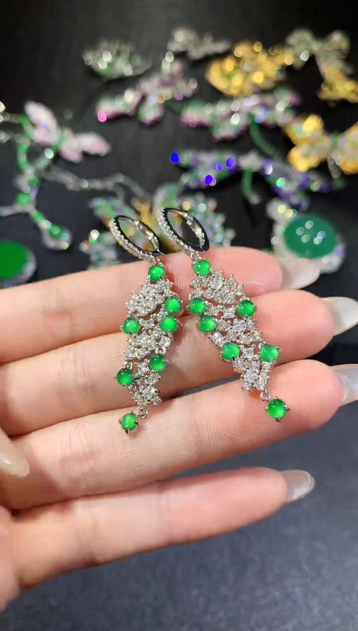 【闪购商品】翡翠耳饰银S925镶嵌118-耳饰