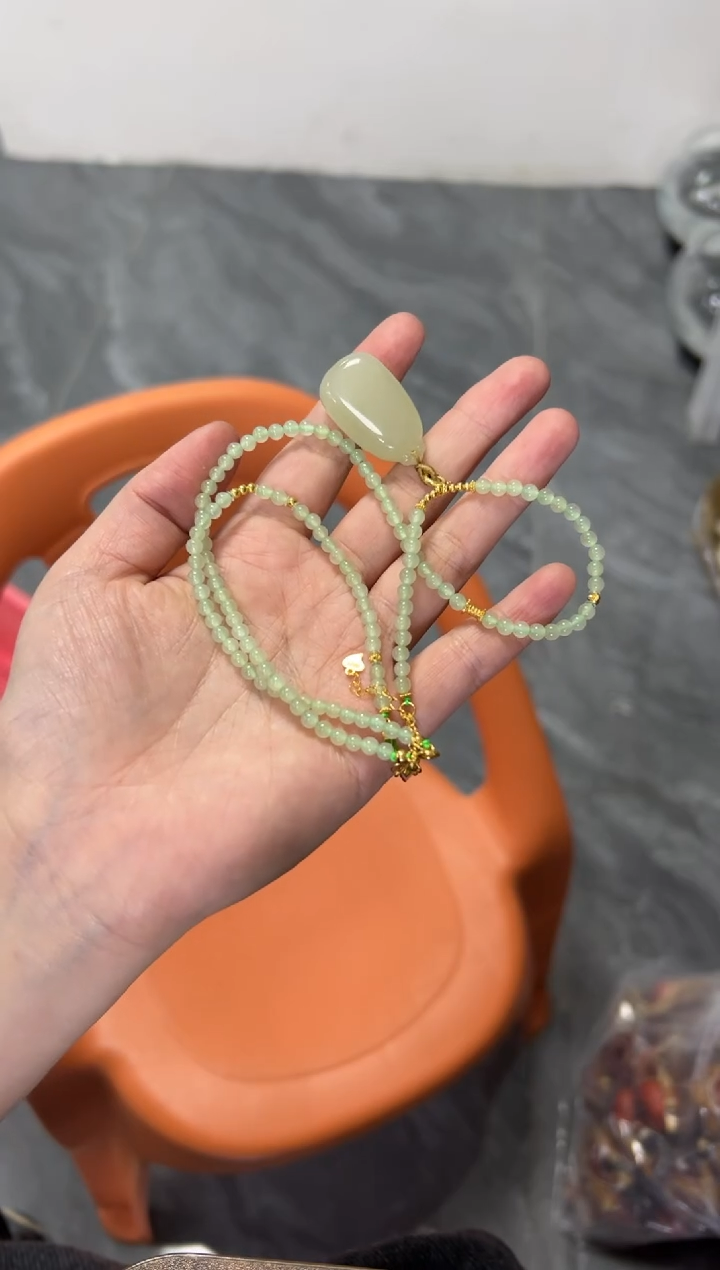 项链银S925镶嵌和田玉和田玉方牌吊坠项链[多样发其一]